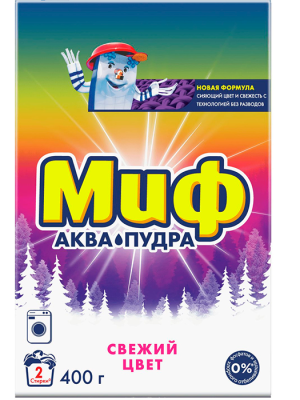 Миф Стиральный порошок 400 г 2 стирок Для цветных тканей